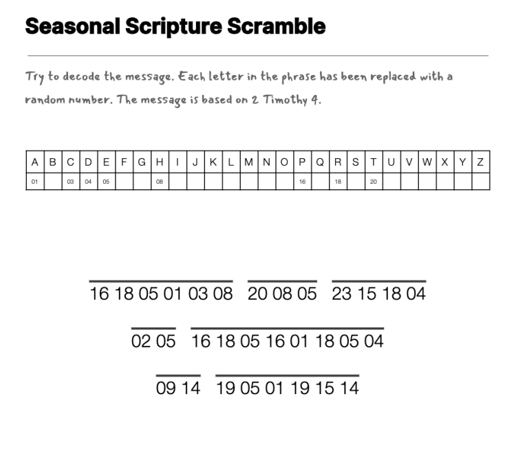 A Season for God cryptogram